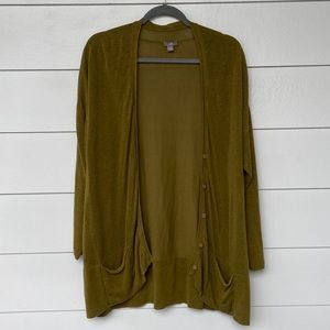 J. Jill Linen Knit Cardigan Button Pockets 1X